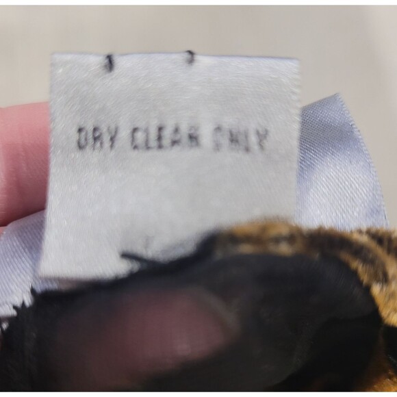 Chico's Silk Rayon Sheer Scarf 13” x 63” Gold Velvet Black Net Fringe Elegant - Picture 6 of 7